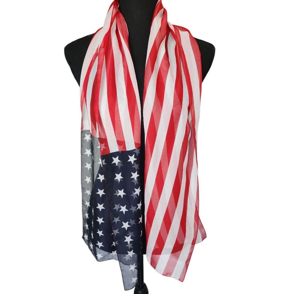 American Flag Scarf One Size Red Blue